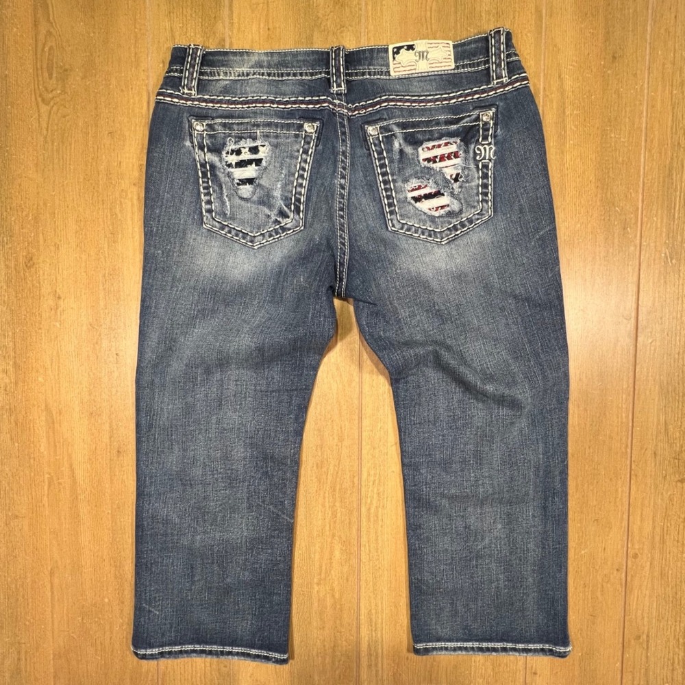 Miss Me Signature Cuffed Capri Distressed Americana Jeans JP7687P MK 555 Size 33 - Picture 2 of 16